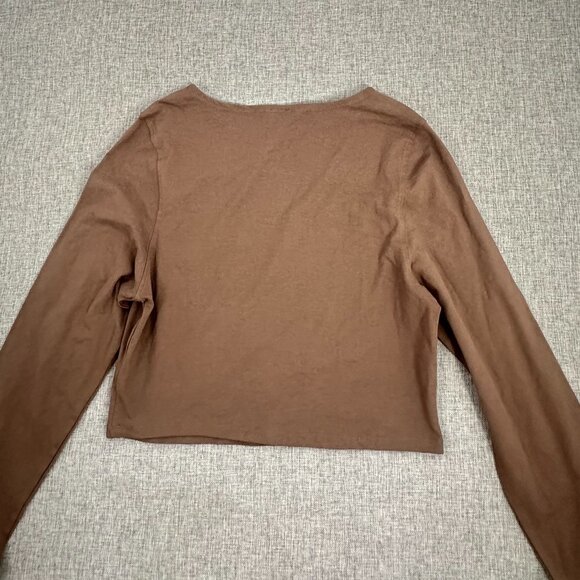 NEW! Cotton: On Crop Top Lara‎ Keyhole Long sleeve Brown XL Stretch - Picture 12 of 13